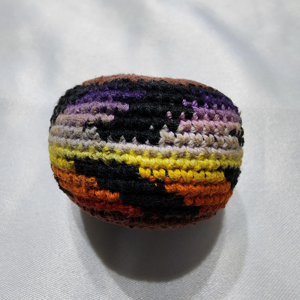Handmade Crochet Hacky Sack Multi Color Striped Footbag Juggling Ball 1.5oz